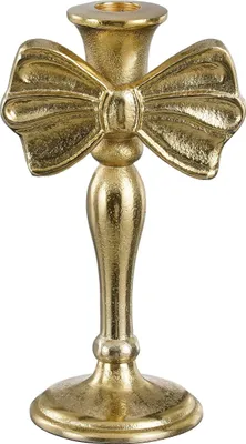 Produktbild von Mica Decorations Kerzenhalter mit Schleife - L11 x B20 x H20 cm - Aluminium - Gold