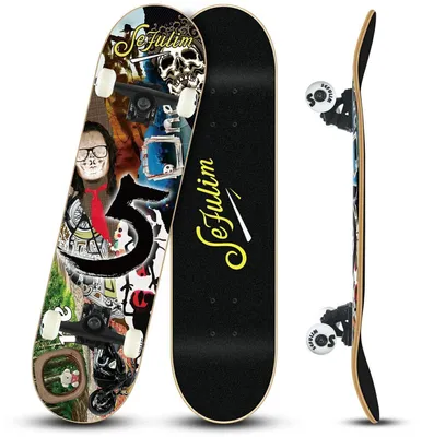 Obrázok produktu pre Kompletná skateboardová doska, rozmer 31x8 palcov, 7 vrstiev kanadského javora, dvojitý "kicktail", konkávny tvar, vhodná ako cruiser aj na triky, ideálna pre začiatočníkov
