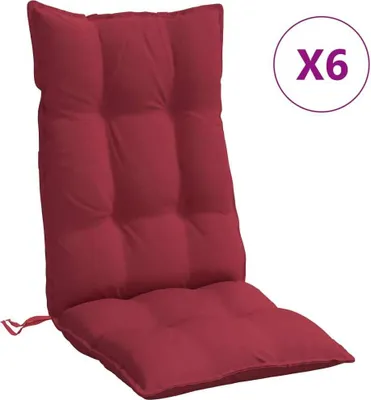 Produktbild von vidaXL Hochlehner-Auflagen 6 Stk. Weinrot Oxford-Gewebe