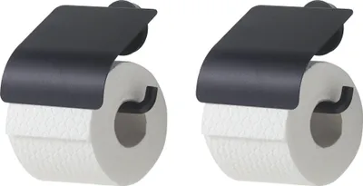 Produktbild von Tiger Urban Toilettenpapierhalter mit Klappe Schwarz Set von 2 Stück