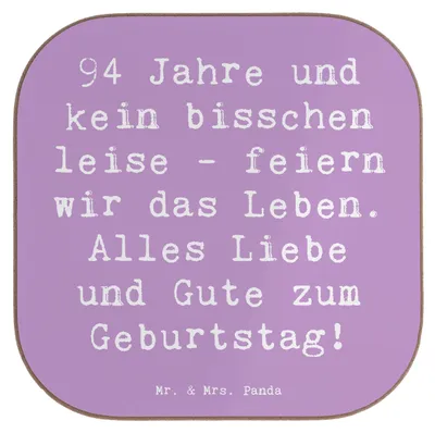 Produktbild von Mr. & Mrs. Panda Untersetzer für Gläser Spruch 94. Geburtstag - Lavendeltraum - Geschenk, Holzuntersetzer, Geschenkidee, Tischuntersetzer, Begeisterung, gläseruntersetzer