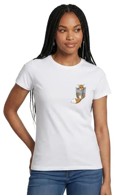 Produktbild von Spreadshirt Fuchs Brusttasche Frauen T-Shirt, L, Weiß