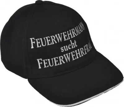 Produktbild von Baseballcap mit Einstickung - Feuerwehrmann sucht Feuerwehrfrau - 68166 schwarz