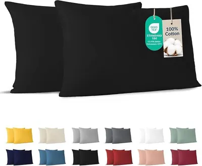 Produktbild von PolkaHome® Kissenbezug 40x60 cm Baumwolle Schwarz (2er-Set),