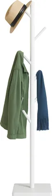 Produktbild von Relaxdays Garderobenständer, Baumform, HBT: 177 x 30 x 30 cm, 8 Haken, Taschenbaum 3 Höhen, Kautschukholz & MDF, weiß