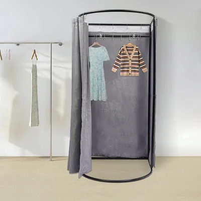 Image de Magasin de vêtements salle d'essayage, protection de la vie privée vestiaire, cabine d'essayage, Gris+Noir