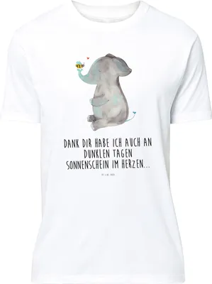 Produktbild von Mr. & Mrs. Panda Tshirt Elefant Biene - Weiß - Geschenk, S T-Shirt, Liebesspruch, Shirt, Lustige Sprüche, Baumwoll, Jahrestag, Hochzeitsgeschenk, Liebe, mit Spruch