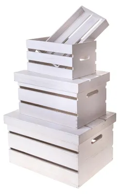 Immagine prodotto di Set 3 Cassetta in legno con coperchio Larghezza 44 cm