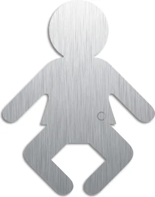 Produktbild von Türschild Wickelraum Edelstahl Piktogramm-Baby H=100 mm selbstklebend