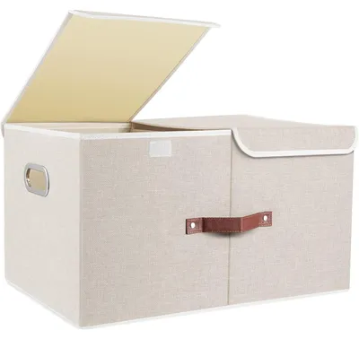 Productafbeelding van Opbergbox met deksel en compartimenten, inklapbaar, 55x33x30 cm, 1 stuk, beige