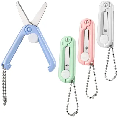 Produktbild von Klappschere - 4 Stück Set - Tragbare Mini-Schere für Basteln Nähen und Scrapbooking - 10 cm Länge