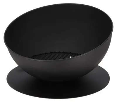 Image de Brasero en fer incliné sur disque - Noir - D 51,2 x H 32 cm