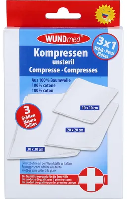 Produktbild von WUNDmed Mull-Kompressen weiß 3 St.