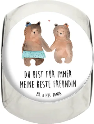 Produktbild von Mr. & Mrs. Panda gewürzglas Bär Freundin L 870ml - Weiß - Geschenk, Kaffeedose, Bonboniere, schraubglas, Naschglas, Teddy, keksglas, glasbehälter