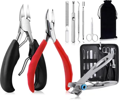 Produktbild von Nagelscheren-Set, Maniküre-Nagelknipser aus Edelstahl, scharfer Nagelknipser für dicke und eingewachsene Zehennägel, 8-teiliges Pediküre-Set, Nagelscheren, Zehennägel