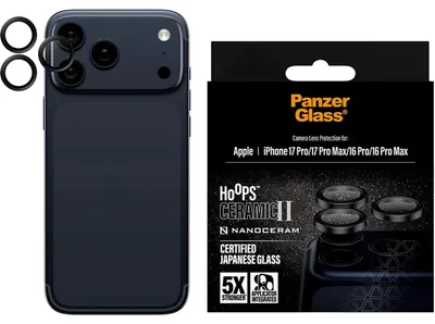 Productafbeelding van PanzerGlass Hoops Ceramic Camera Lens Protector voor de Apple iPhone 17 Pro / 17 Pro Max - Transparant