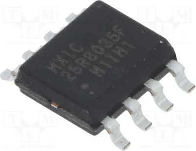 Obrázok produktu pre 3x FLASH pamäť 8 Mbit, 108 MHz, 1,65 ÷ 3,6 V, balenie SOP8, séria MX25R8035FM1IH1/TUBE