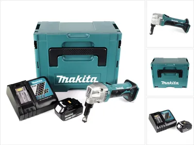 Zdjęcie produktu dla Akumulatorowe nożyce do blachy Makita DJN 161 RF1J 18V + 1x akumulator 3.0Ah + szybka ładowarka + Makpac
