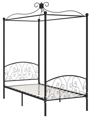 Obrázek produktu pro vidaXL Rám postele se stříškou černý kov 90 x 200 cm
