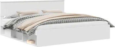 Obrázek produktu pro vidaXL Rám postele s čelem bílý 200 x 200 cm z masivního borovicového dřeva