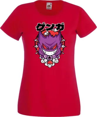 Zdjęcie produktu dla Koszulka Damska Anime Manga Pokemon Gengar, Lady XS / Czerwony