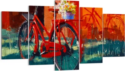 Produktbild von Bild auf Leinwand - Leinwandbild - Fahrrad Blumen - 160x85cm - Wand Bild - Wanddeko - Wandbilder - Leinwanddruck - Bilder - Kunstdruck - Wanddekoration - Leinwand bilder - Wandkunst - EA160x85-3712