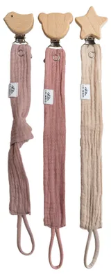 Produktbild von Schnullerkette aus Musselin & Holz - handgemacht