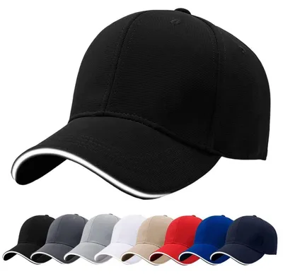 Produktbild von Herren Baseballmütze 6 Panels 100% Baumwolle Verstellbar Schwarz