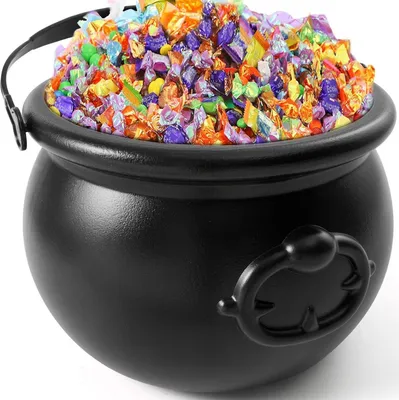 Zdjęcie produktu dla JOYIN Duży czarny kociołek na Halloween 19,1 cm Garnek na cukierki Wiadro kociołek czarownicy