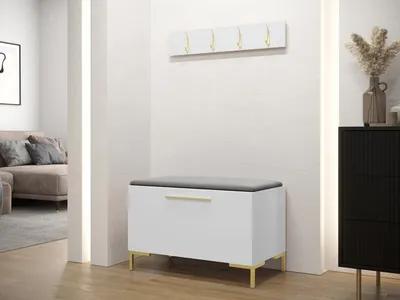 Image de Meuble d'entrée avec panneaux rembourrés ANDORA 7 - blanc / gris