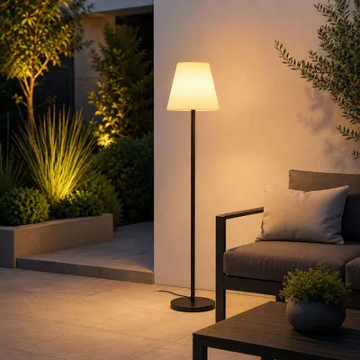 Zdjęcie produktu dla Eglo 900296 ALGHERA E27 Zewnętrzna lampa podłogowa Ø390mm Czarny Biały IP44