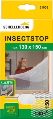 Produktbild von Schellenberg Fliegengitter ELASTIC, für Fenster mit Wetterschenkel, Insektenschutz ohne bohren, weiß, 130 x 150 cm, 51003
