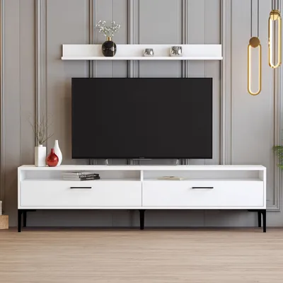 Obrázek produktu pro Skye Decor, Istanbul - Bílá, TV stolek, bílý, 100 % MELAMÍNEM POTŘENÉ DESKY, 180 x 35 x 47 cm