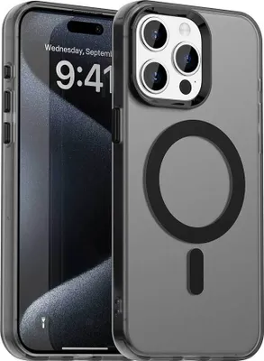 Immagine prodotto di Custodia magnetica per iPhone 15 Pro, sottile custodia traslucida opaca antiurto nera