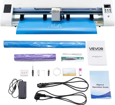 Produktbild von VEVOR Vinylschneider (60 cm Schnittgröße) mit automatischer Kantenerkennung & Designsoftware & 2 Klingentypen & Materialien, kompatibel mit SVG/EPS/PLT, für individuelle DIY-Bastelarbeiten
