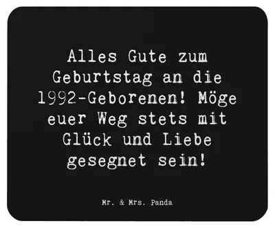 Produktbild von Mr. & Mrs. Panda Mauspad Spruch 1992 Geburtstag - Schwarz - Geschenk, Mousepad, Jahrgang, Mouse Pad, Geburtstagswünsche, Geburtsjahr, laptop, Glückwunsch, Alter