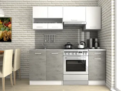 Obrázek produktu pro Kuchyňská linka LUIZA III 180x120 - Bílá + beton