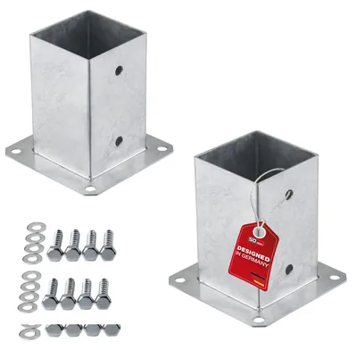 Produktbild von SOTECH Bodenhülse 90 x 90 mm feuerverzinkt – Pfostenträger zum Einbetonieren (2 Stück)