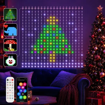 LED-Lichtvorhang 2x2 m, 400 RGB-LEDs, App-Steuerung