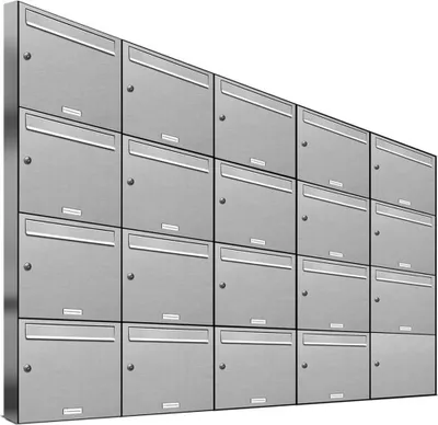 Produktbild von 19er V2A Edelstahl Wandbriefkasten Anlage 19 Fach Briefkasten Postkasten
