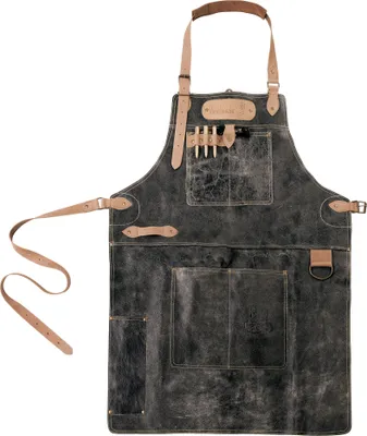 Produktbild von LOGAN MASTERPIECE  Leder Grill BBQ Arbeits Koch Schürze Cracker Schwarz