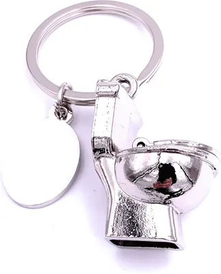 Produktbild von Onwomania Klo Toilette Schlüsselanhänger Keychain Silber Metall