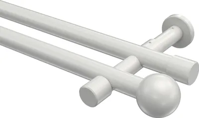 Produktbild von Interdeco Gardinenstange / Vorhangstange Weiß, Typ Prestige Luino (Kugel) ohne Ringe, 20 mm Ø 2-läufig, 280 cm