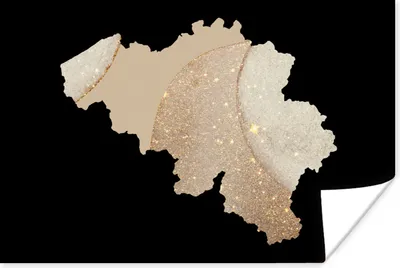 Produktbild von MuchoWow® Poster Karte - Belgien - Glitter 60x40 cm - Schlafzimmerdekoration