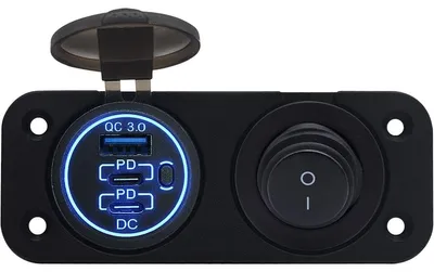 Produktbild von ProRide 12V USB/USB-C Steckdose 3 Anschlüsse mit Schalter QC3.0