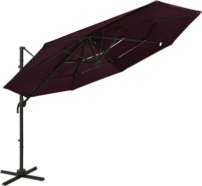 Produktbild von The Living Store Sonnenschirm mit Aluminium-Mast 4-lagig Bordeauxrot 3x3 m