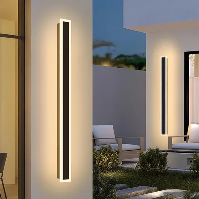 LED-Wandlampe 120 cm, 25 W, IP65, schwarz, warmweiß 3000K