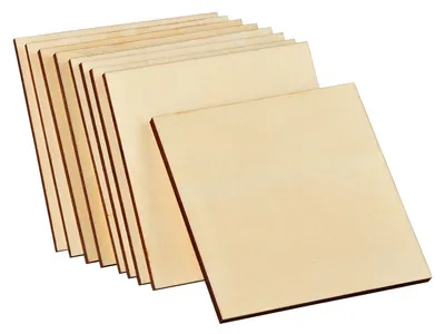 Imagen del producto de Placas de madera cuadrada de 6 mm de grosor, 10 x 10 cm, 26 paquetes, sin tratar