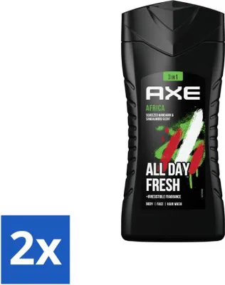 Obrázek produktu pro Ax – 3 v 1 sprchový gel – Afrika – mandarinka a santalové dřevo – vůně vydrží 12 hodin – 250 ml – výhodné balení – 2 kusy