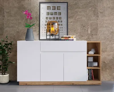 Immagine prodotto di Cassettiera "Bristol" 163cm bianco Evoke rovere 3 ante